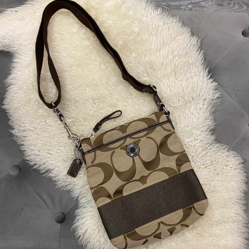 Coach C Canvas Brown Crossbody